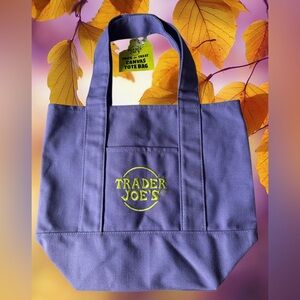 Trader Joe’s Halloween Themed Mini Canvas Tote Bag in Purple (Ltd. Edition) NWT